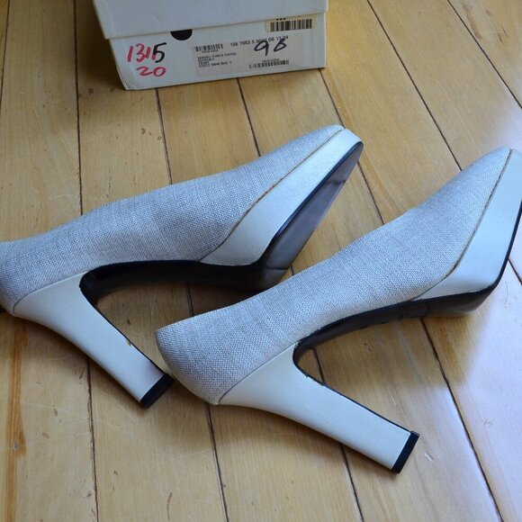 Vintage YVES SAINT LAURENT YSL Canvas High Heels Women Size 8.5M - Picture 2 of 14